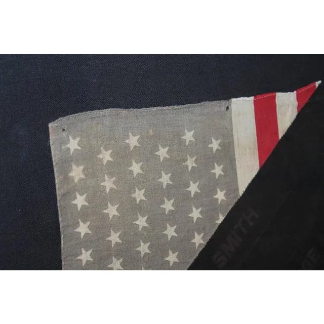 This Great framed Folk Art sham with 48star flag and ship ribbons is a great patriotic item. The top left corner as well...