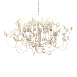 Anthropologie Gardenia Floral Iron Chandelier, 38” Diameter, Off-White, 8-Light For Sale