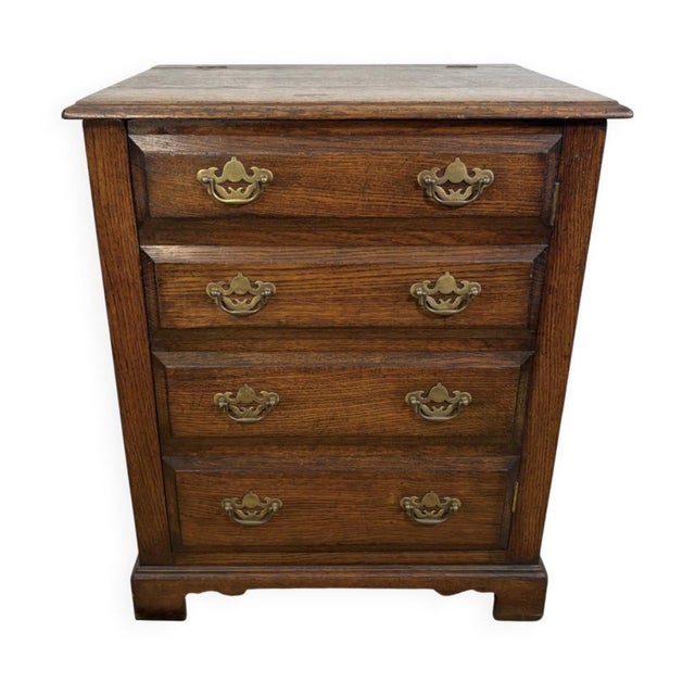 Vintage Antique-Style Record Cabinet with Drawers, 1970s For Sale - Image 10 of 10