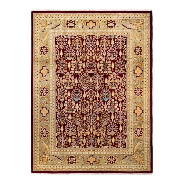 Red Eclectic, One-of-a-Kind Hand-Knotted Area Rug in Red, 9' 1" x 11' 10" For Sale - Image 8 of 8