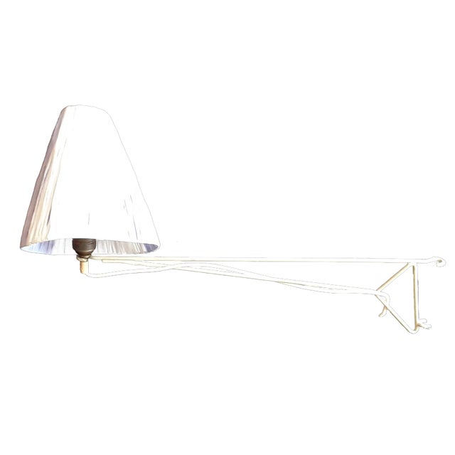 Mid-Century Swiveling Lamp with Bast-Covered Shade, 1960s For Sale