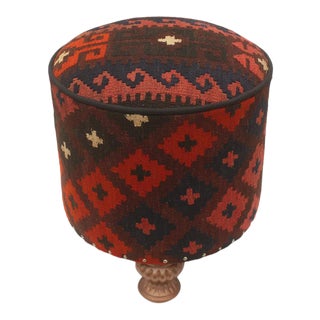 Bohemian Haynes Handmade Kilim Upholstered Foot Stool For Sale