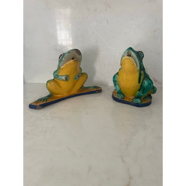 Shabby Chic Set of Faience Frogs For Sale - Image 3 of 10