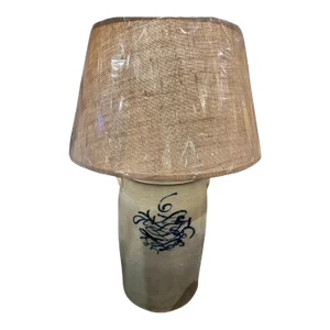 19Thc Decorated 6 Gallon - Crock Lamp From Pennsylvania