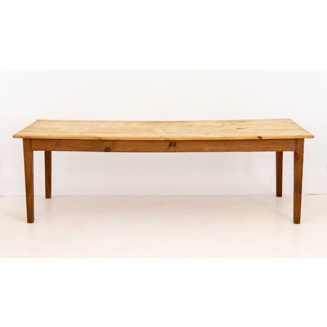 French Country House Style Rustic Pine Work Table. 30" H x 96" W x 37.5" D. Provenance: An Upper East Side Townhouse.