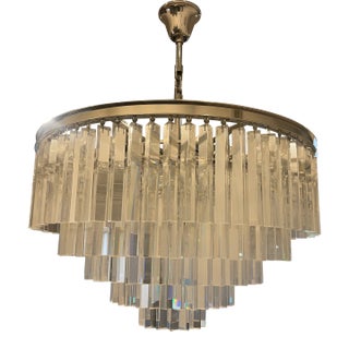 Restoration Hardware Odeon Clear Glass Fringe 5-Tier Chandelier For Sale
