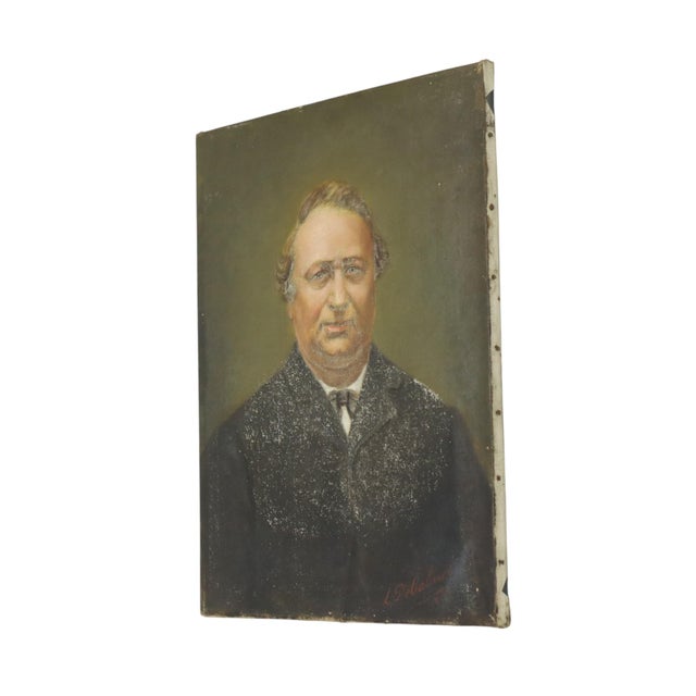 L. De Caluwé, Portrait of a Man, Early 20th Century, Painting on Canvas For Sale - Image 11 of 15