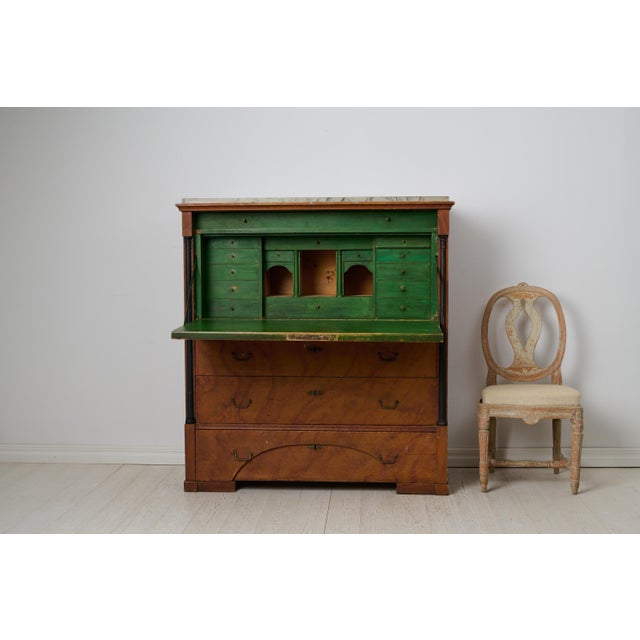 Swedish antique country secretary desk from the empire period. Made in northern Sweden around 1840 with original untouched...