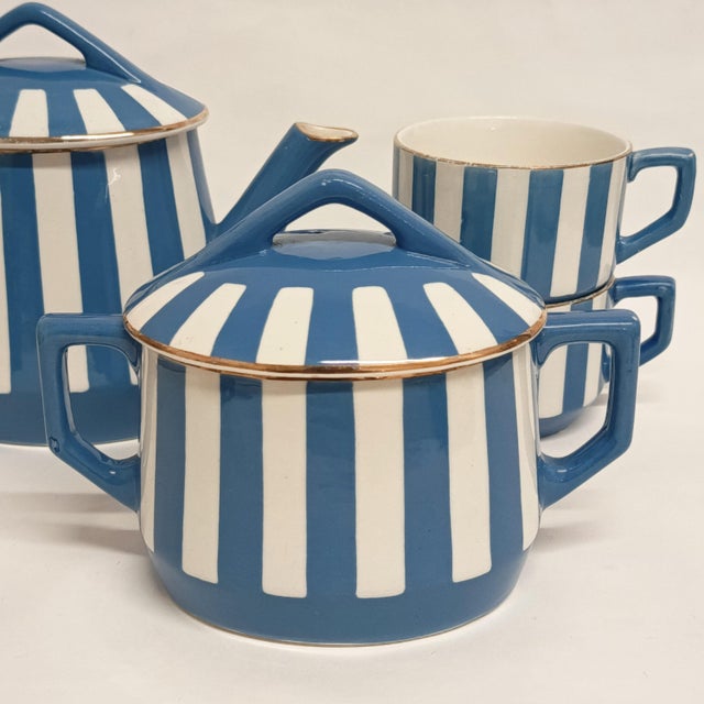 Blue Fox Trott Tea Service by Sarreguemines, France, 1930s, Set of 6 For Sale - Image 8 of 18