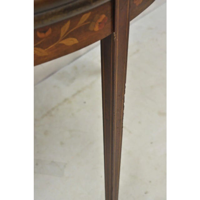Early 20th Century Antique Dutch Marquetry Inlay Flip Top Demilune Console Game Table For Sale - Image 10 of 13
