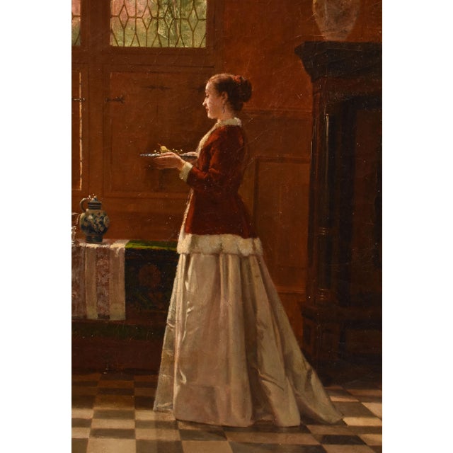 Frans Moormans, Gentleman and Lady in Interior Scene, 1800s, Oil on Canvas, Framed For Sale - Image 6 of 12