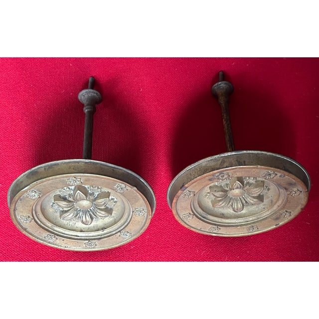 Large Antique 19th Century American Federal Empire Spun Brass Classical Drapery Tie Backs - A Pair For Sale - Image 11 of 16