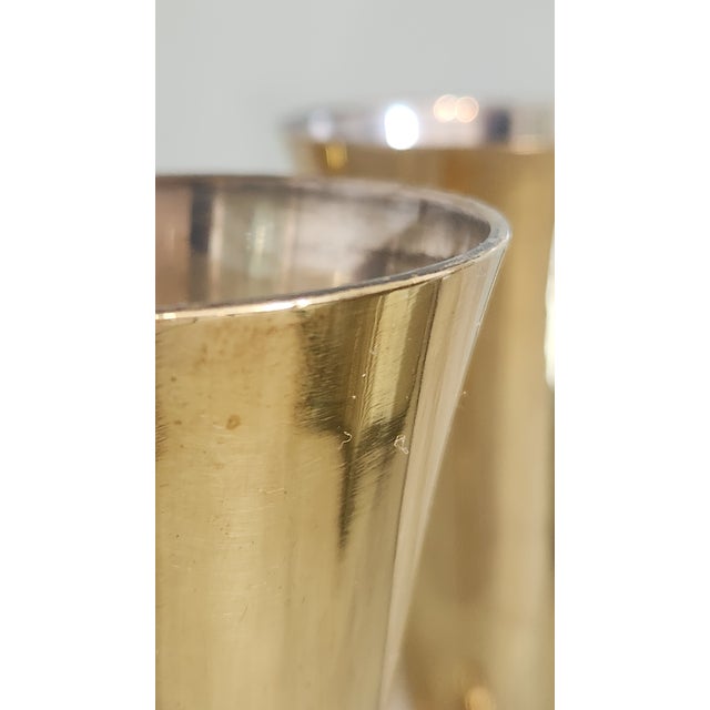 Brass Vintage Indian Brass-Plated Tall Goblets, Set of 3 For Sale - Image 8 of 15