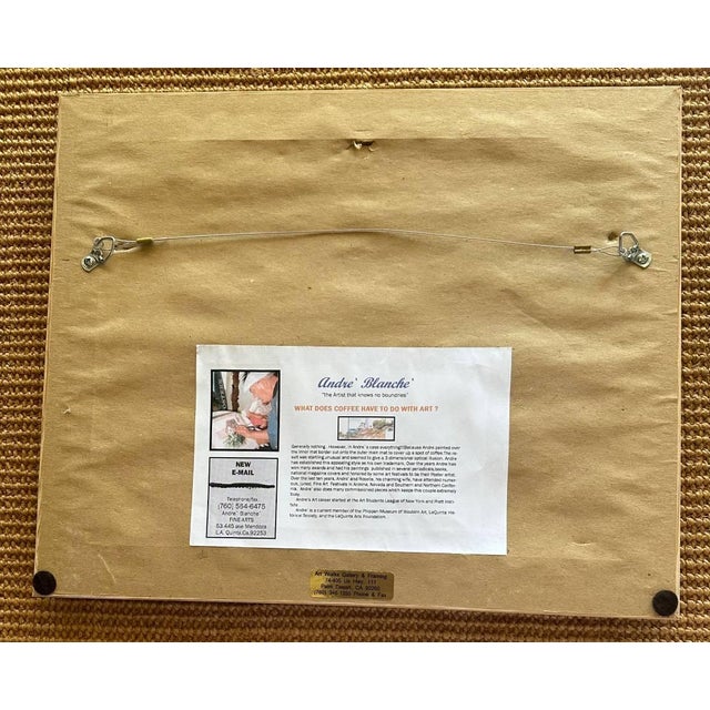 Wood 2002 Andre Blanche the Hunter Family Watercolor Paintings Signed Framed Original Set of Two Pair For Sale - Image 7 of 9