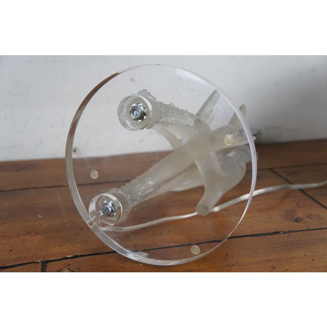 Linen Vintage Faux Antler Lucite & Resin Table Lamp & Shade For Sale - Image 8 of 10