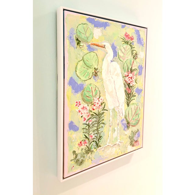 Abstract Oleander and Heron Impasto on Canvas, Framed For Sale - Image 3 of 5