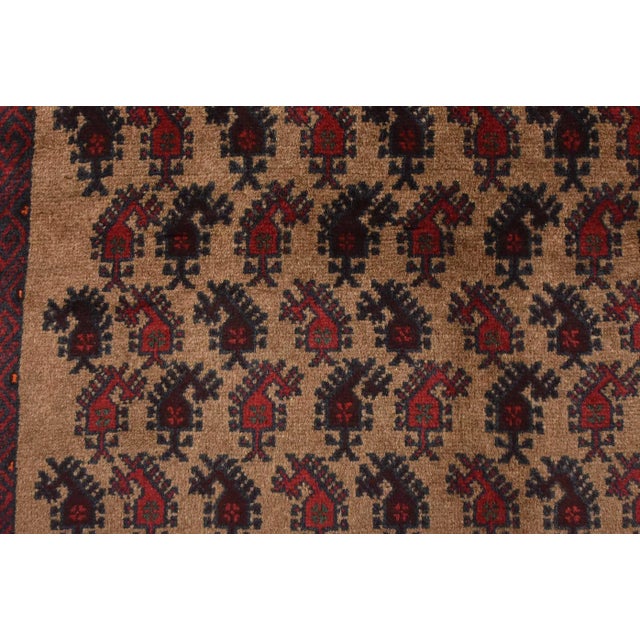 Baloch Rug 3’2” X 5’9” Brown Wool Vintage Tribal Hand-Knotted Carpet For Sale - Image 9 of 13