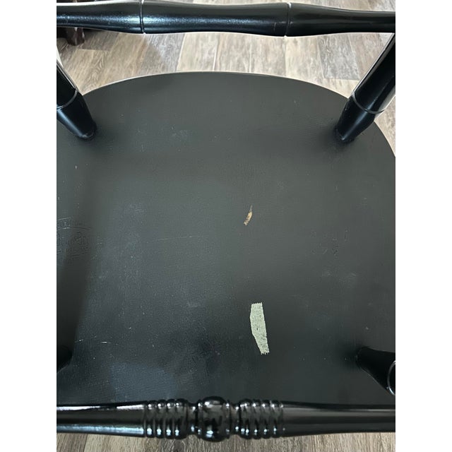 Vintage C. 1969 S. Bent & Bros. Collegiate Black Windsor Style Arm Chair For Sale - Image 9 of 12