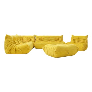 Togo Sofa in Yellow Microfiber by Michel Ducaroy for Ligne Roset, Set of 5 For Sale