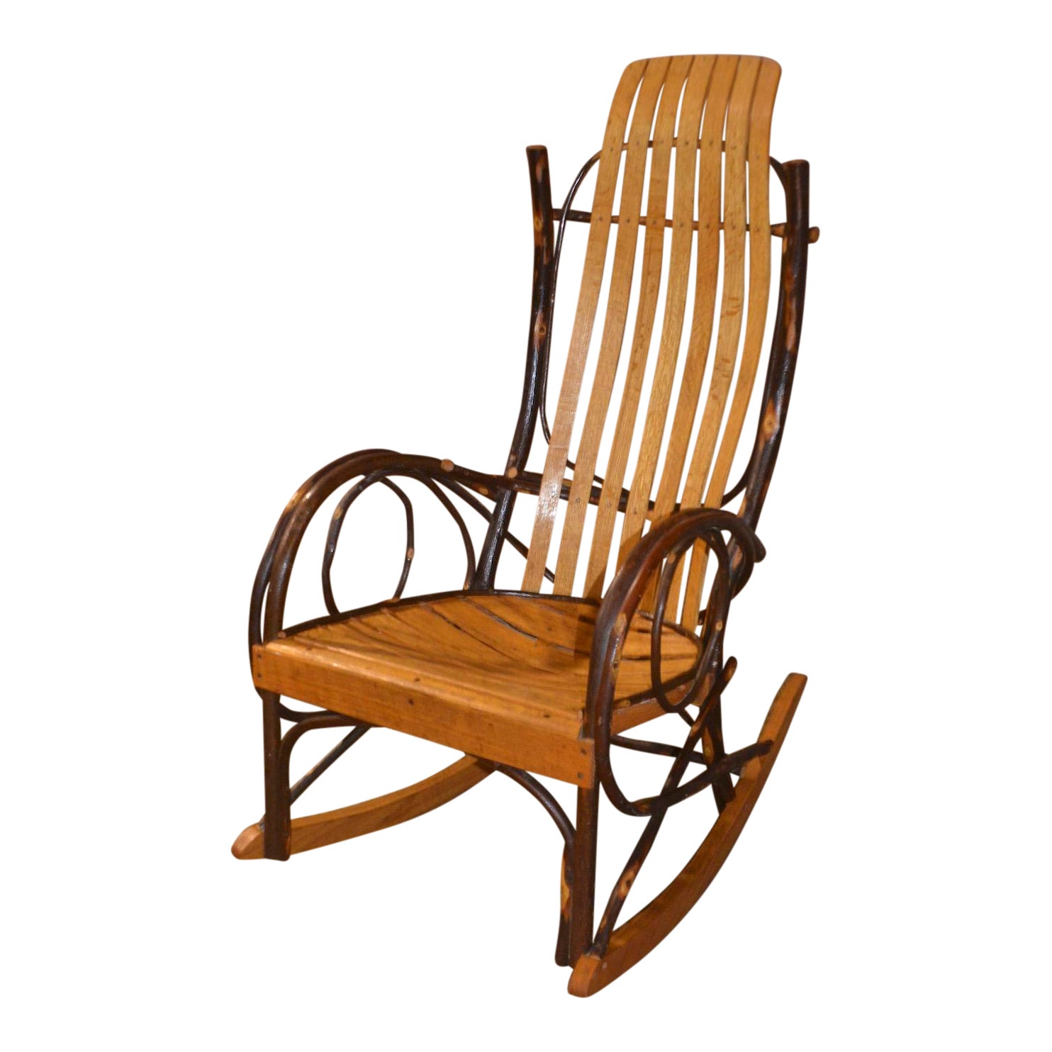 Bentwood Style Hickory & Oak Rocking Chair Chairish