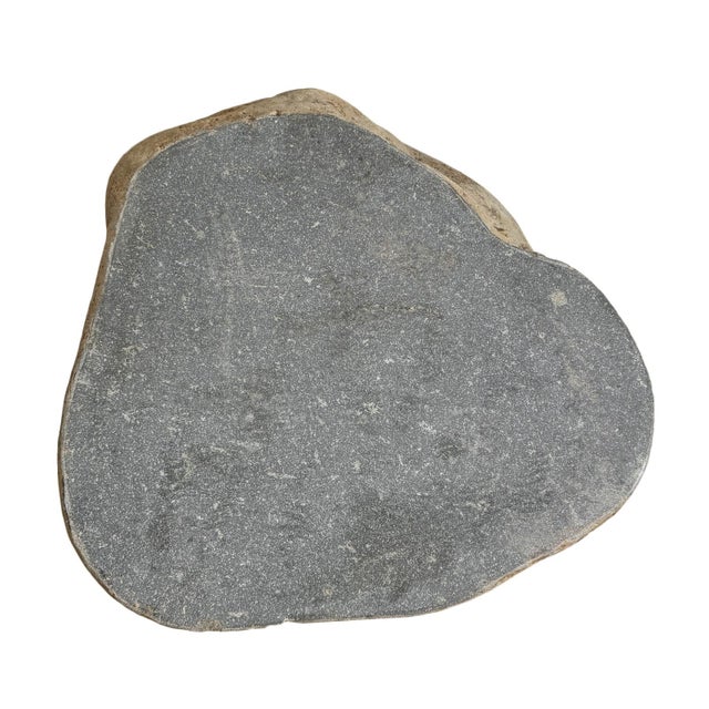 Solid vintage heavy stone boulder outdoor side table or stool. Rustic organic modern piece. Each is unique with natural...