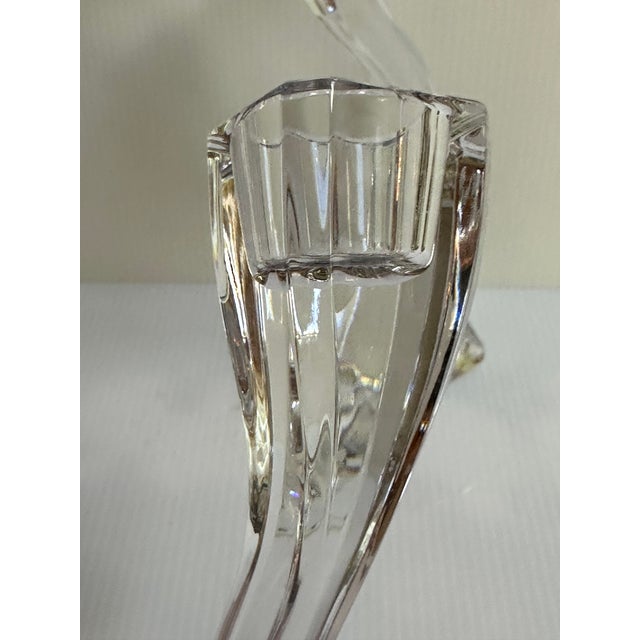 Transparent Nachtmann Germany Vintage 1980s Elegant "Duetto" Crystal Carved 8" High Candleholders Set of Two(2) For Sale - Image 8 of 18