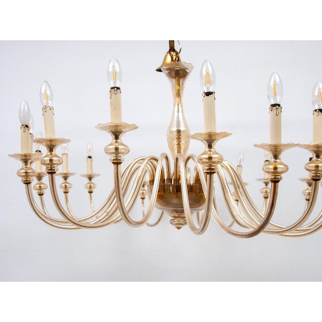 Large 24-Arm Amber Murano Glass Chandelier, 1950 For Sale - Image 12 of 17
