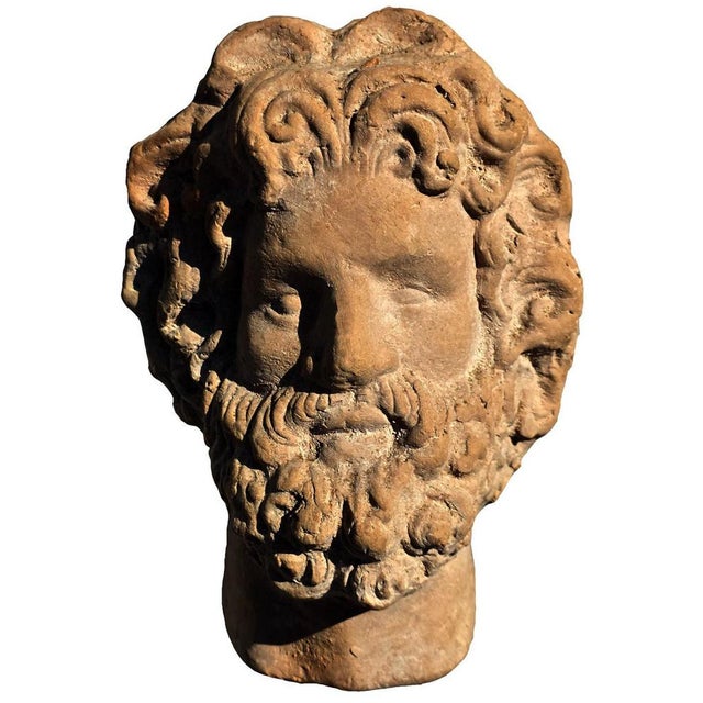Old small terracotta head of zeus, early 20th century small head of zeus (greece) - jupiter (rome). Piece from the early...