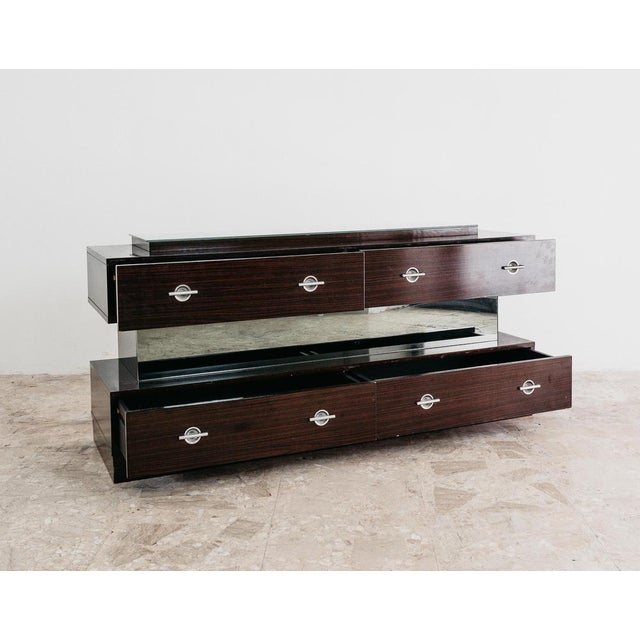 Wood Modernist Cubic Chest of Drawers in Wood Veneer and Glass,1980s For Sale - Image 7 of 15