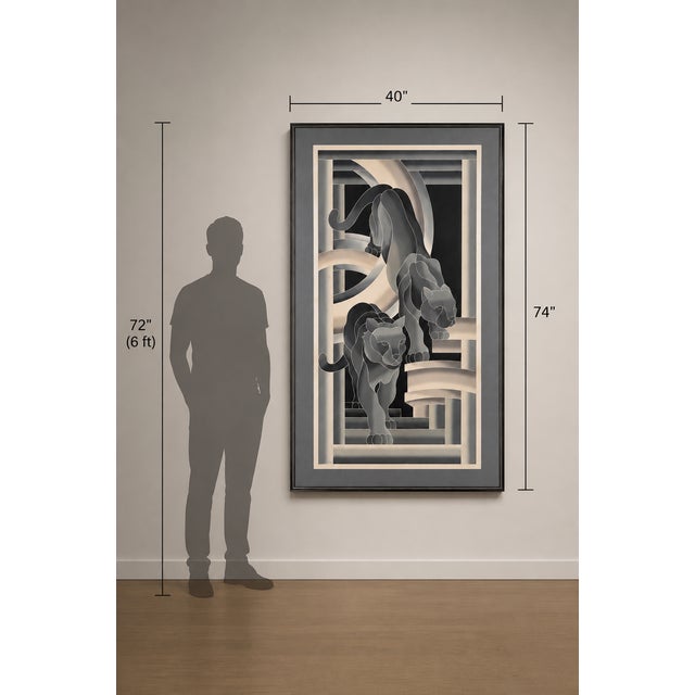 Large and striking framed Art Deco-inspired limited edition print titled Children of Zeus (Guardians of the Temple) by...