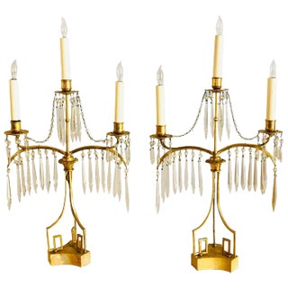 19th Century Russian Neoclassical Gilded Bronze Table Lamp - a Pair For Sale
