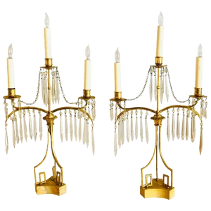 19th Century Russian Neoclassical Gilded Bronze Table Lamp - a Pair