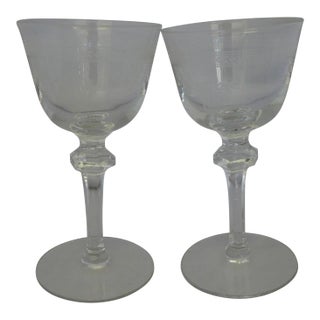 Antique "NHG" Monogramed Wine Glasses - Pair For Sale