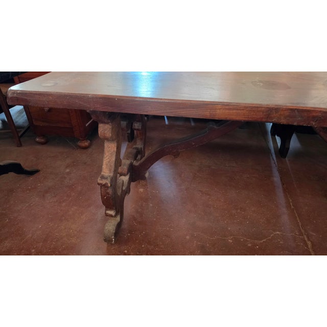 1980s Rustic Handcrafted Chestnut Lyre Table, 1980s For Sale - Image 5 of 10