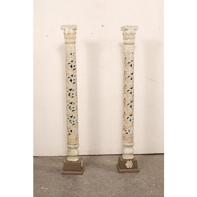 A Pair - Late 18th C. Italian 6 Ft Tall Columns For Sale - Image 9 of 12