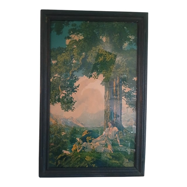 Large 1927 Maxfield Parrish "Hilltop" Lithograph in Original "Stippled" Frame - House of Art Ny For Sale