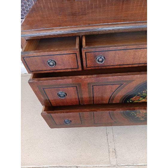 Traditional Walnut Vintage Dresser 5 Drawer on Wheels Dark Tone For Sale - Image 3 of 6
