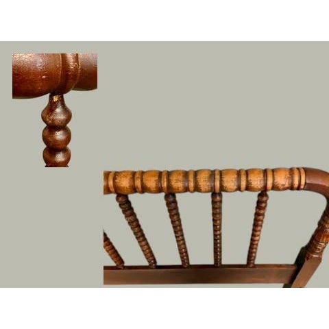 Brown Antique Jenny Lind Spindle Bed-Headboard Footboard-Twin-Farmhouse-Wood-Cottage For Sale - Image 8 of 11