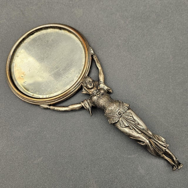 Art Nouveau Silver-Plated Hand Mirror, 1890s For Sale - Image 5 of 7