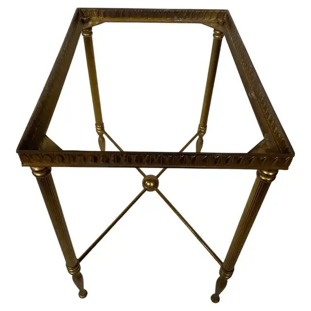 Neoclassical Maison Bagues Style Brass and Marble Side Table For Sale - Image 9 of 10