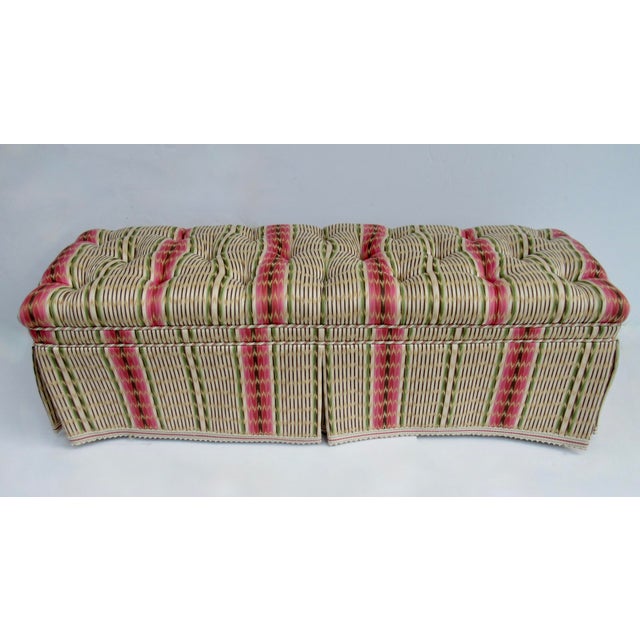 A c.1990's: Charles Stewart Furniture Company,,with this custom, appointed, long bench which has been upholstered in a...