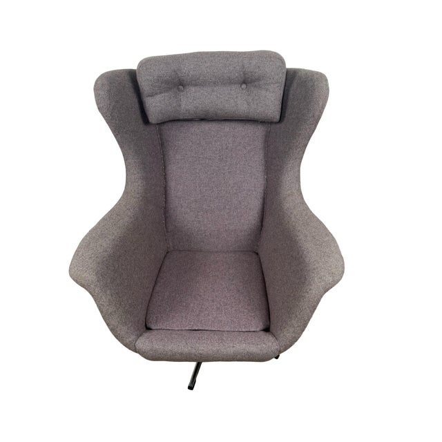 Modern Mid-Century Style High-Back Swivel Wing Lounge Chair For Sale - Image 17 of 18