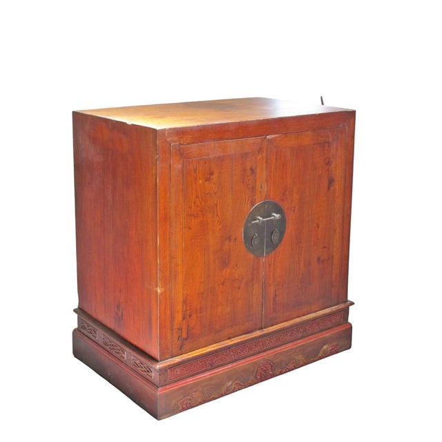 Chinese Antique Square Corner Elm Storage Cabinet For Sale - Image 3 of 13