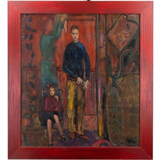 Sirio Pellegrini, The Family, 1960s, Oil on Plywood, Framed For Sale