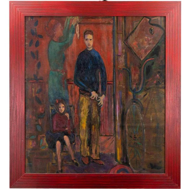 Sirio Pellegrini, The Family, 1960s, Oil on Plywood, Framed For Sale