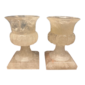 Pair of Polished Rock Crystal Urns From South America