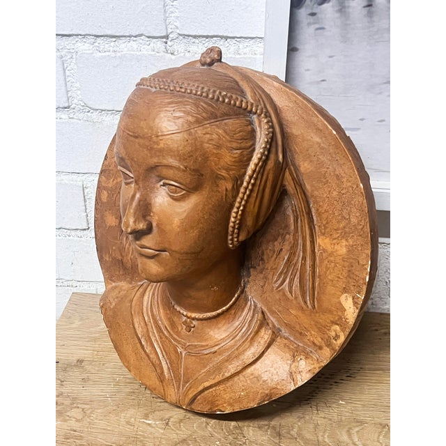 Share Terracotta Medallion of a Renaissance-Style Lady,19th Century For Sale In New York - Image 6 of 8