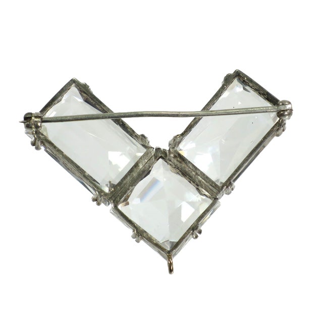 Vintage Rock Crystal & Sterling Victory Brooch 1940s For Sale - Image 9 of 9