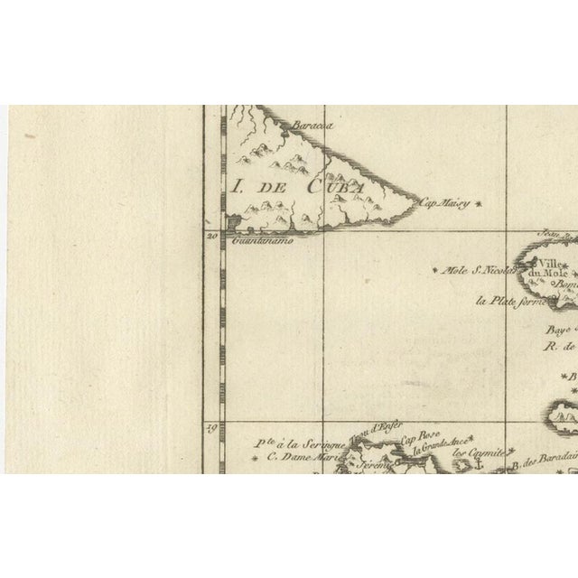Map of French and Spanish Antilles with Hispaniola St Domingue by Rigobert Bonne, 1780s For Sale - Image 6 of 12