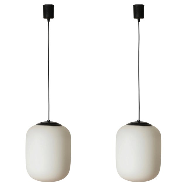 Mid-Century Pendants in Opaline Glass and Metal from Stilnovo, Italy, 1960s, Set of 2 For Sale - Image 12 of 12